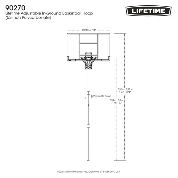 Lifetime Height Adjustable InGround Basketball Hoop (52" Polycarbonate Backboard) & Reviews